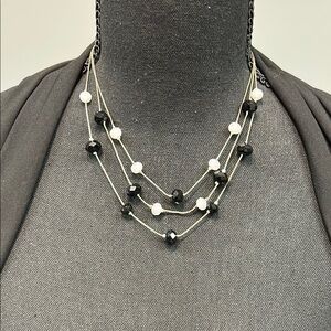 Elegant Black and White Beaded Necklace